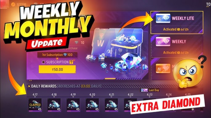 free fire weekly membership free diamond